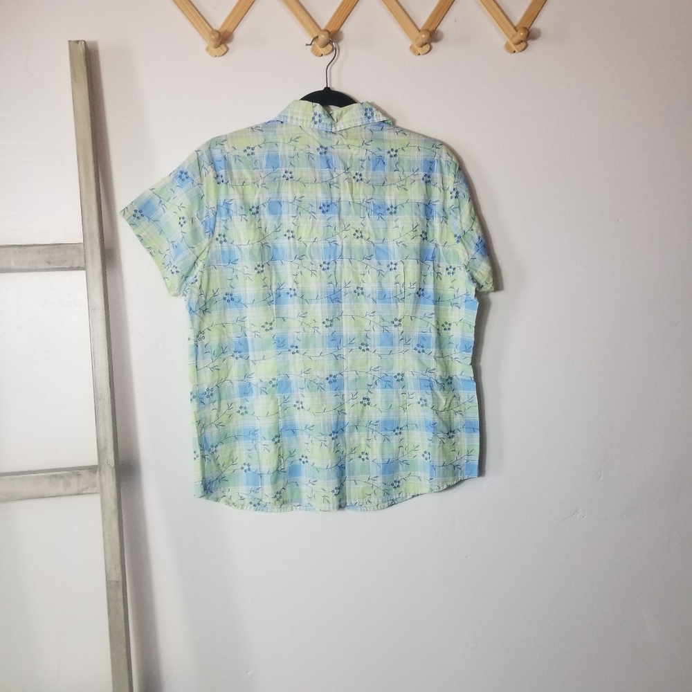 CLASSIC ELEMENTS WOMEN'S BUTTON DOWN PLAID PATTERN BLOUSE SIZE LARGE - Picture 2 of 8